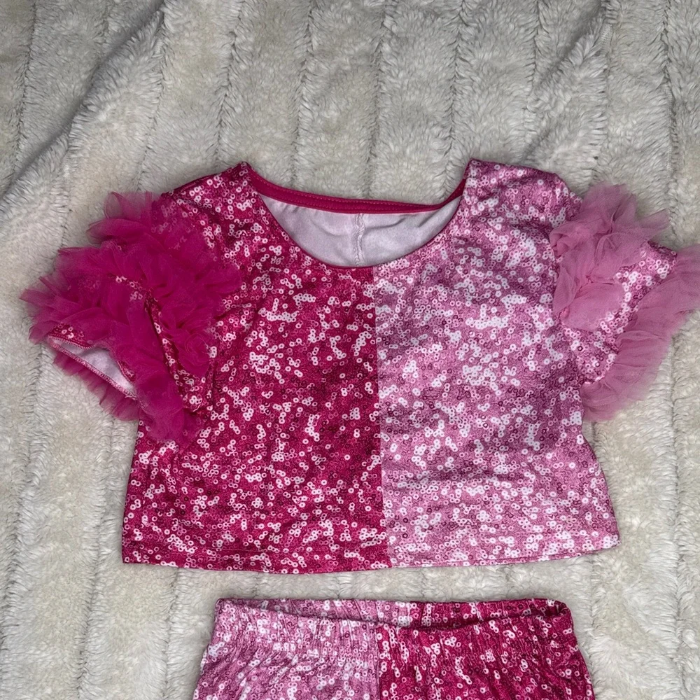 Sparkling Pink Bell Bottoms & Ruffle Crop Top Costume for Kids